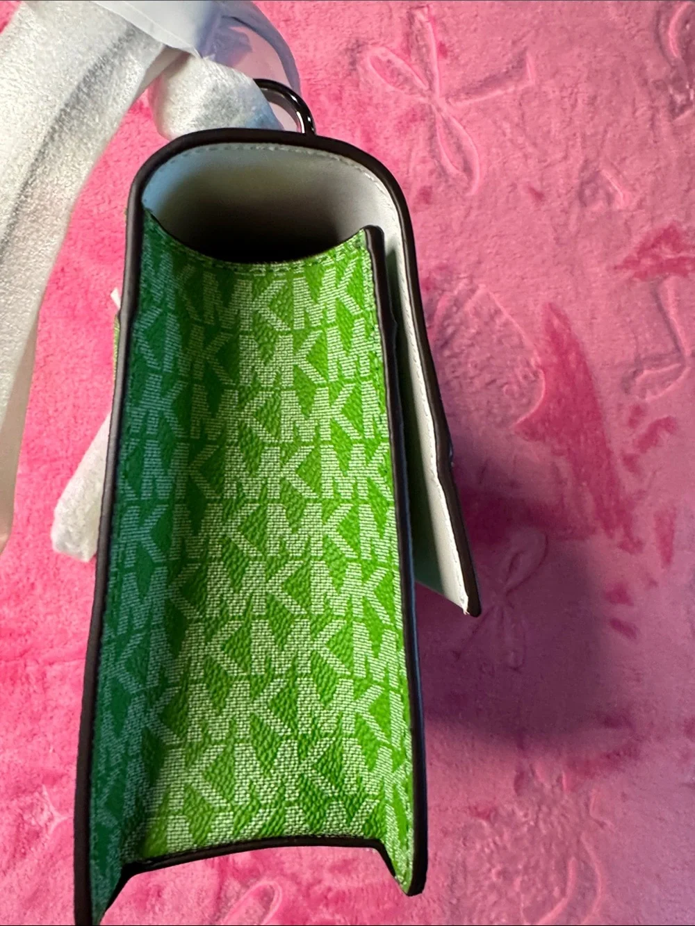 Michael Kors Greenwich Small Flap Crossbody Jungle Green NWT Silver Hardware
